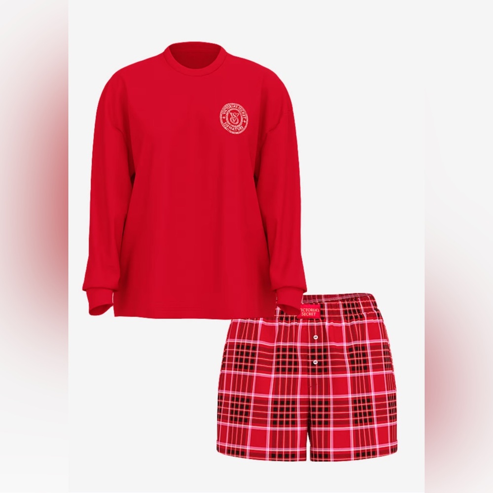 Victoria’s Secret Long Sleeve Short Tee-Jama Set Sz XXL NWT